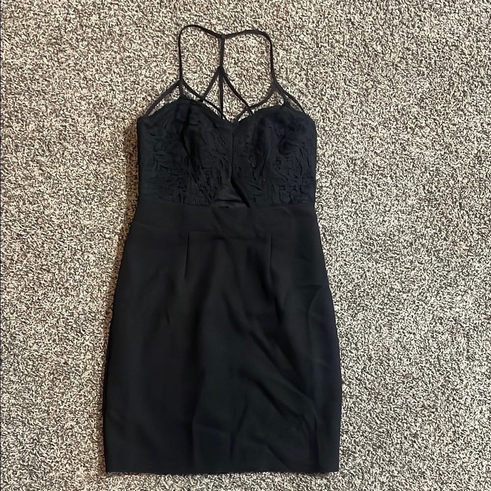 Express Black Elegant Thin Strapped Lace Dress